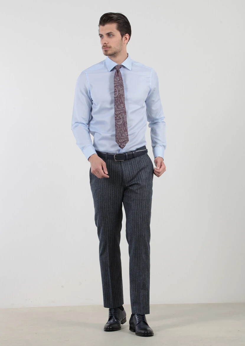 Mavi Desenli Regular Fit Dokuma Klasik Pamuk Karışımlı Gömlek - 1