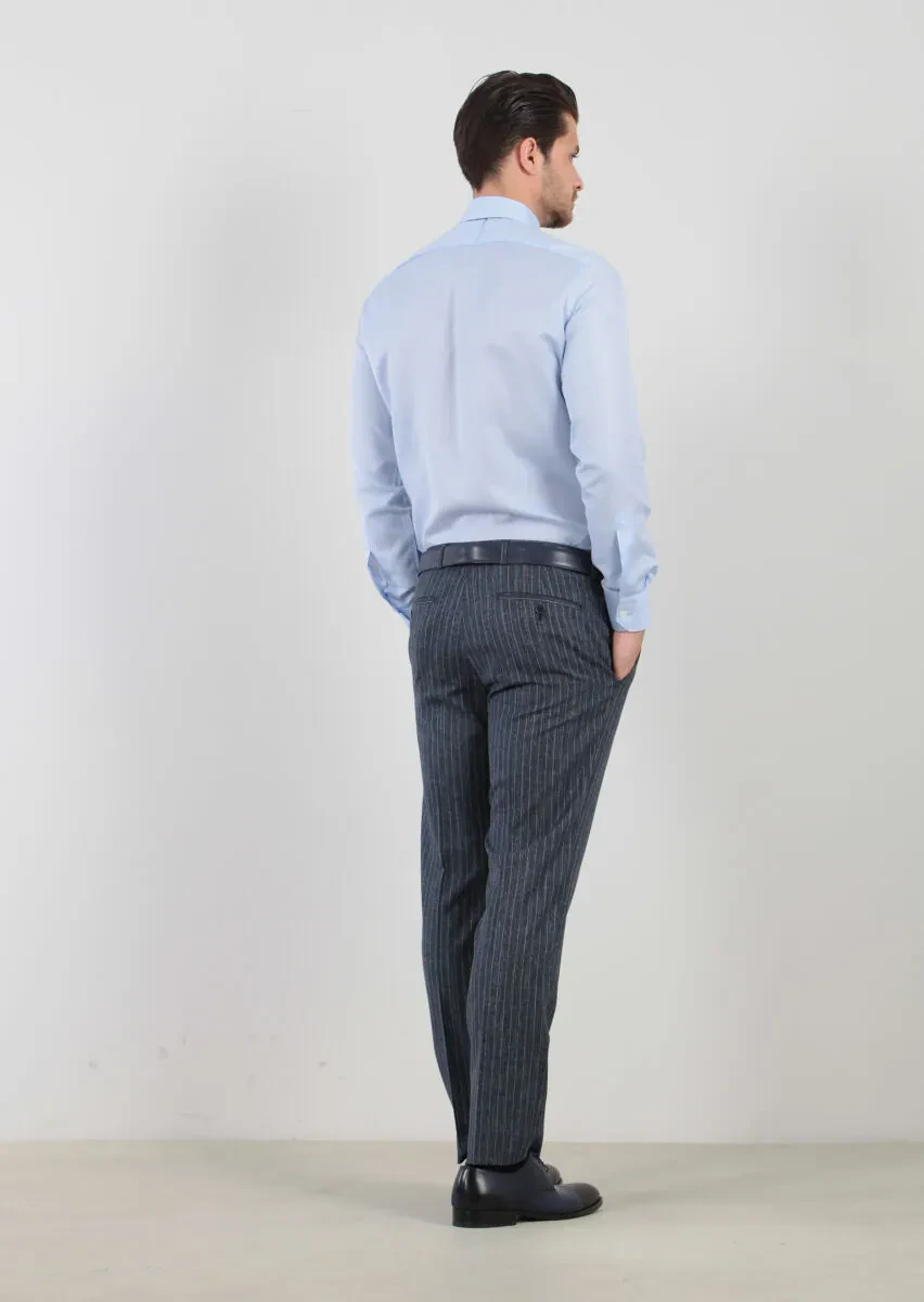 Mavi Desenli Regular Fit Dokuma Klasik Pamuk Karışımlı Gömlek - 5