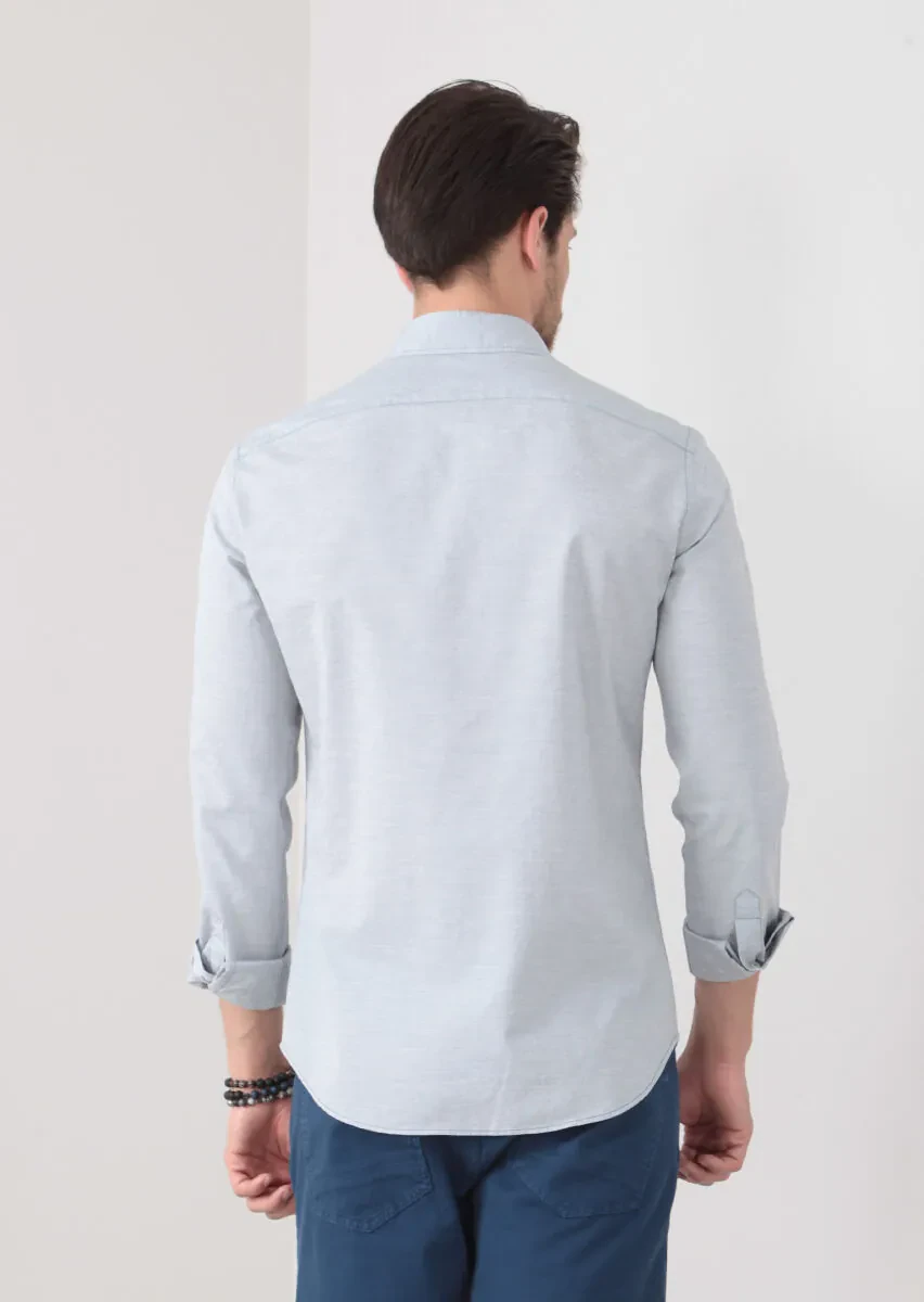 Mavi Desenli Slim Fit Dokuma Casual %100 Pamuk Gömlek - 5