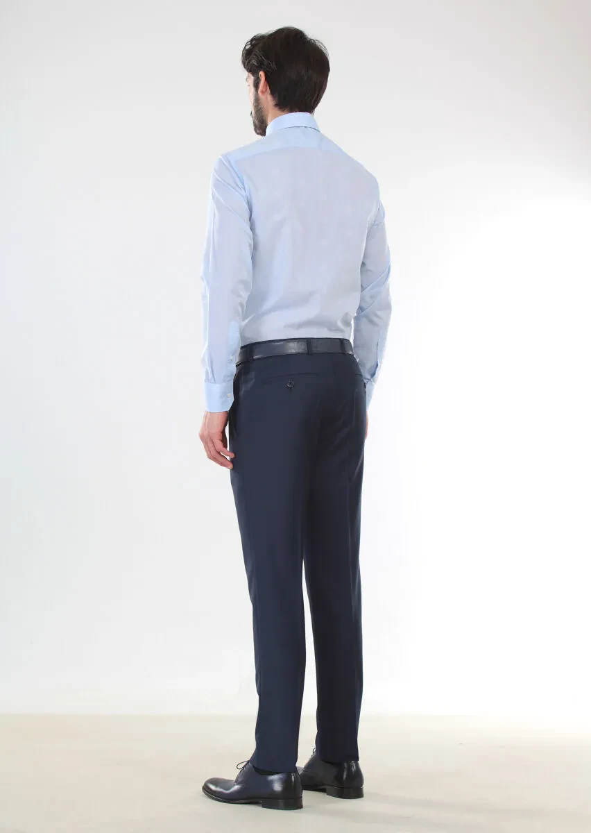 Mavi Desenli Slim Fit Dokuma Klasik %100 Pamuk Gömlek - 2