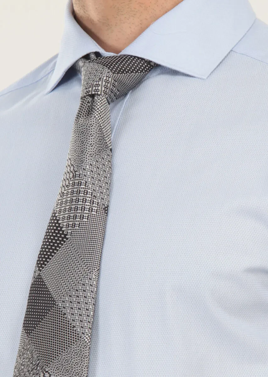 Mavi Desenli Slim Fit Dokuma Klasik %100 Pamuk Gömlek - 4