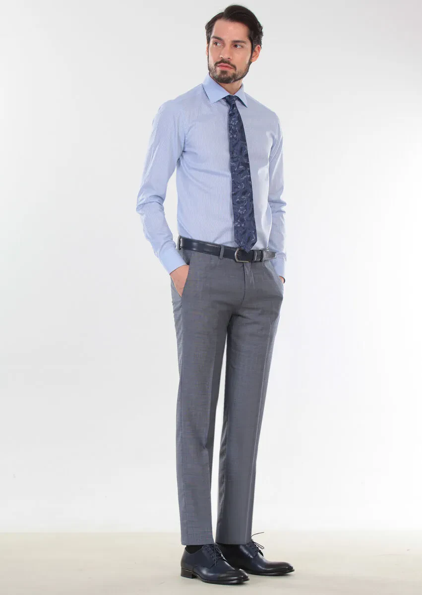 Mavi Dokuma Modern Fit Klasik %100 Yün Pantolon - 1