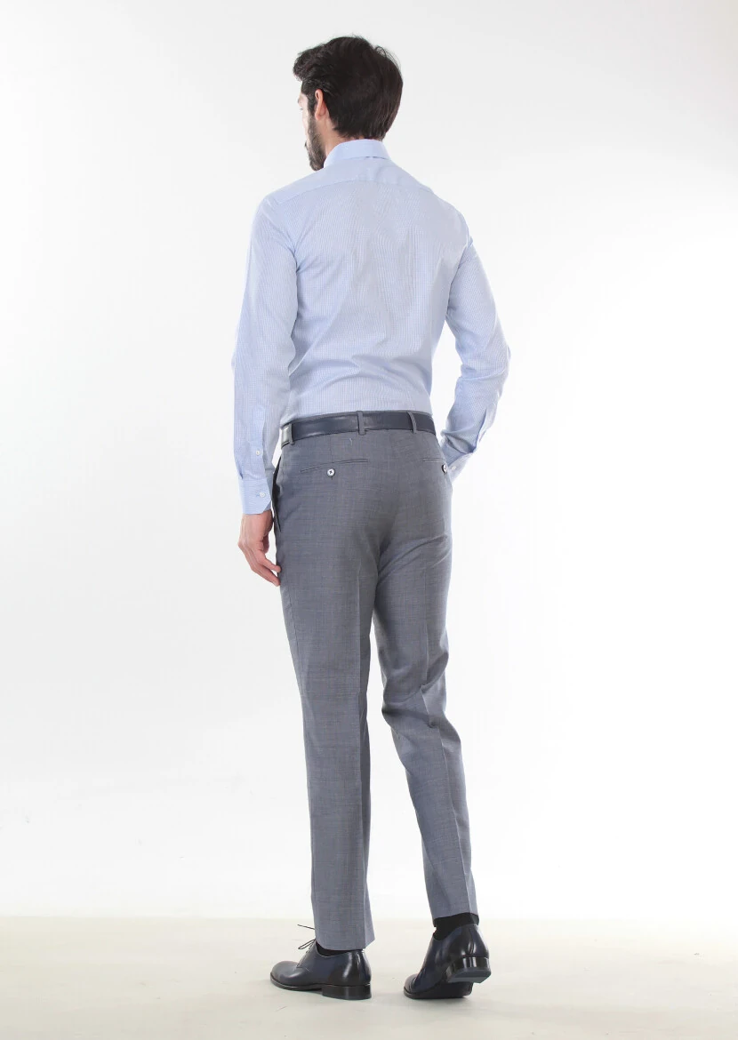 Mavi Dokuma Modern Fit Klasik %100 Yün Pantolon - 2