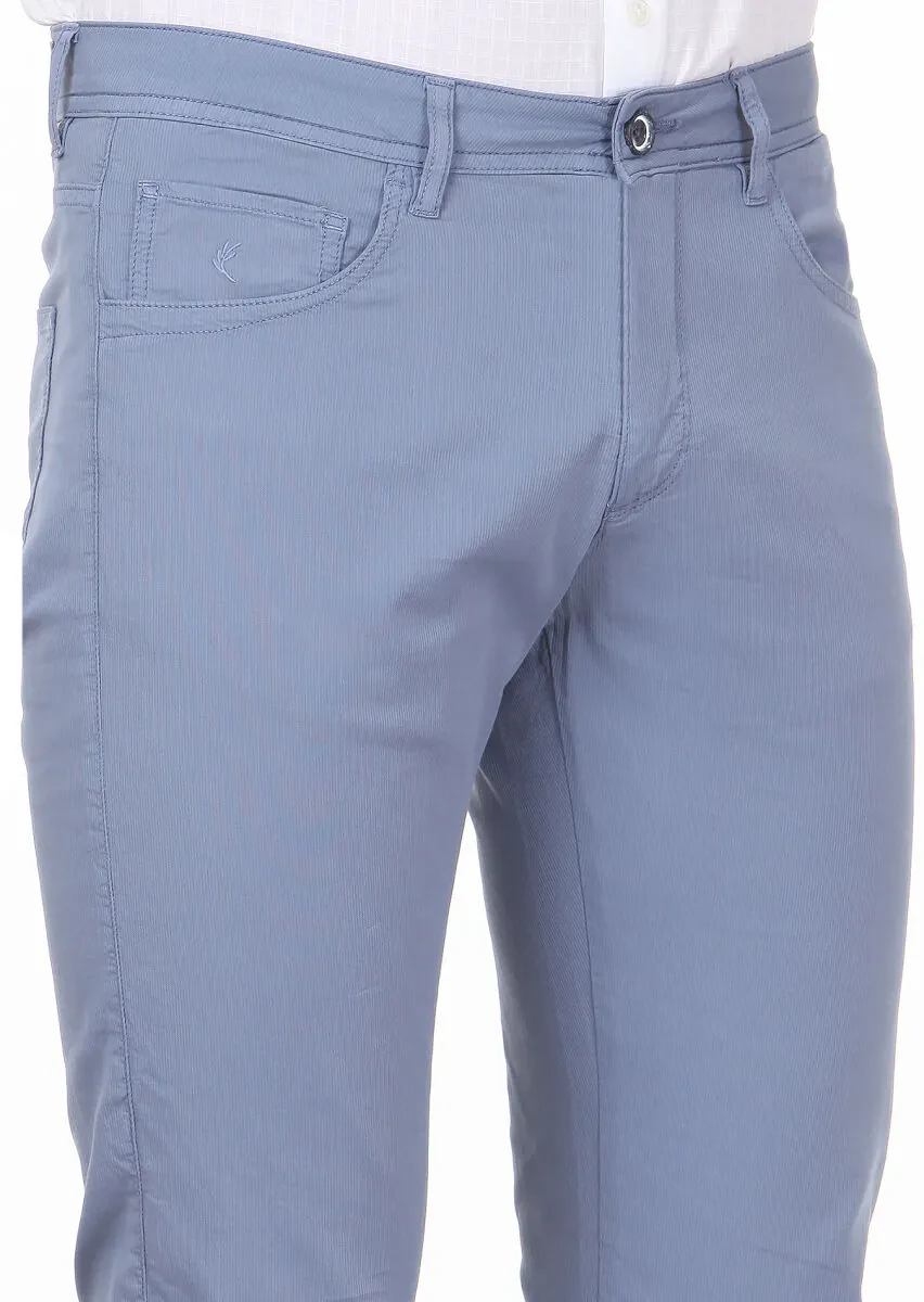 Mavi Düz Dokuma Regular Fit Casual Pamuk Karışımlı Pantolon - 3