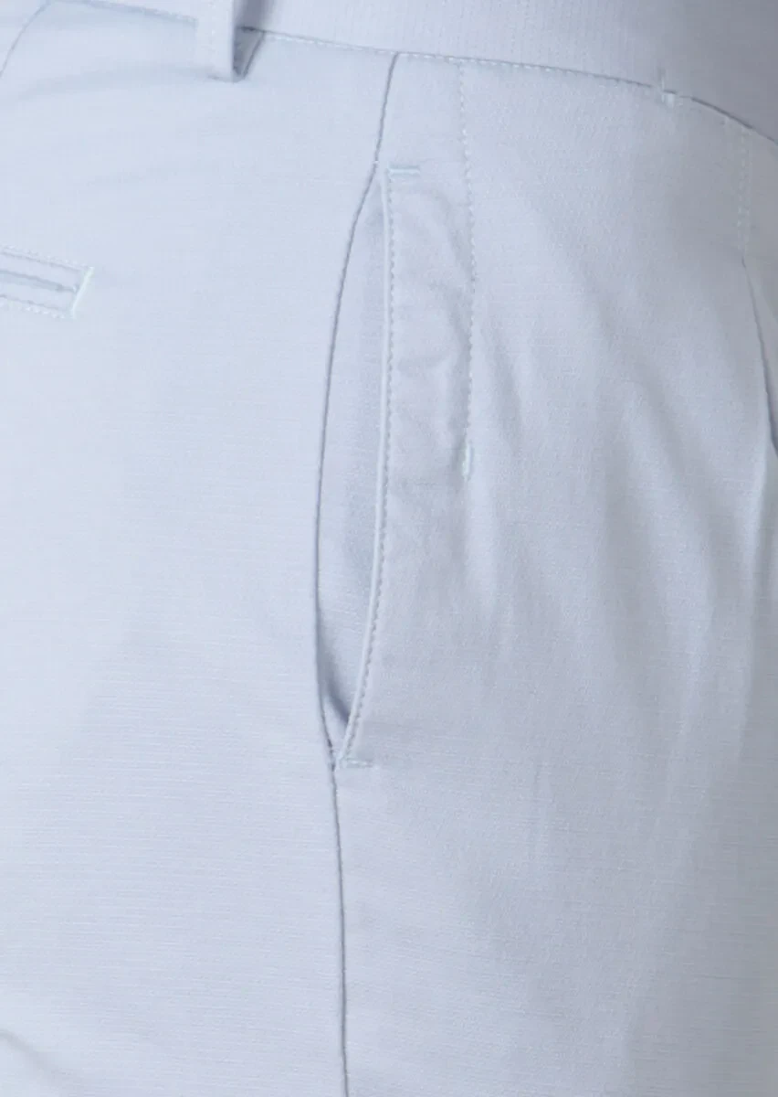 Mavi Düz Dokuma Slim Fit Casual Pamuk Karışımlı Pantolon - 3