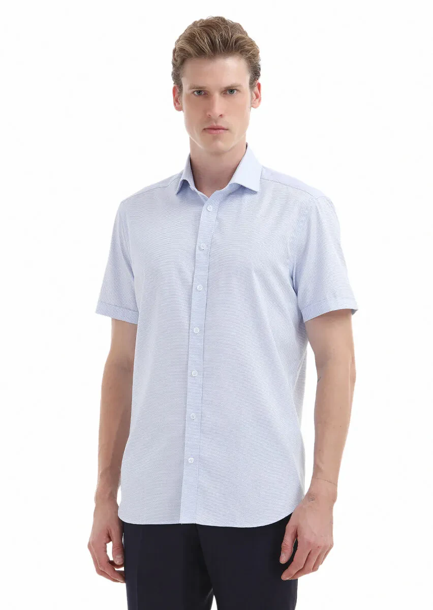 Mavi Düz Regular Fit Antibakteriyel Dokuma Klasik %100 Pamuk Gömlek - 2