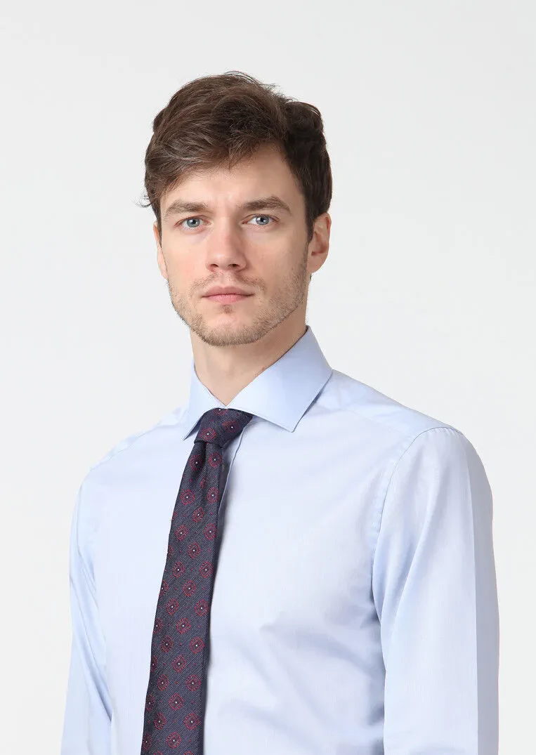 Mavi Düz Regular Fit Dokuma Klasik %100 Pamuk Gömlek - 3