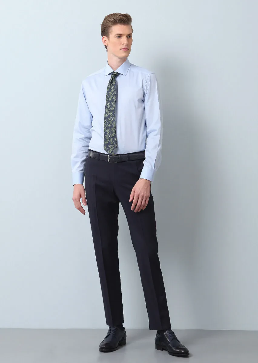 Mavi Düz Regular Fit Dokuma Klasik %100 Pamuk Gömlek - 3