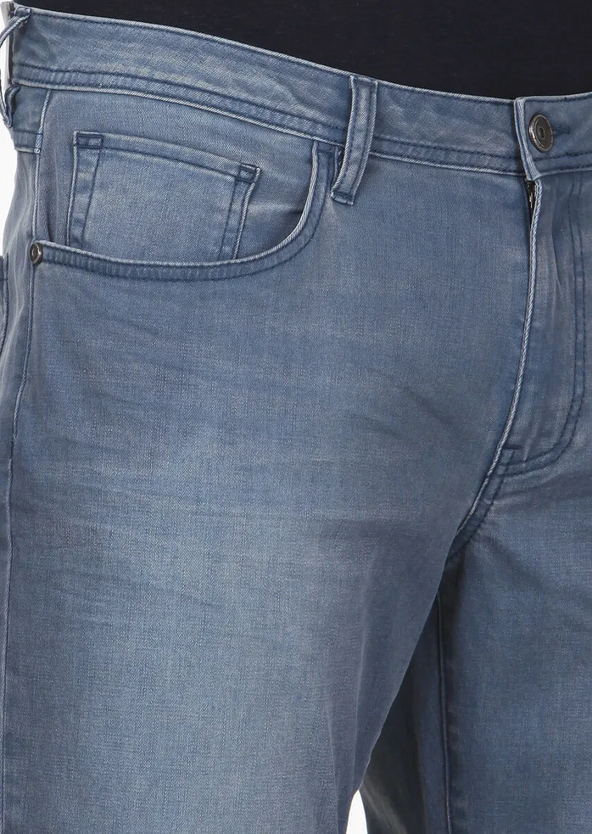 Mavi Düz Slim Fit Denim Pamuk Karışımlı Pantolon - 3