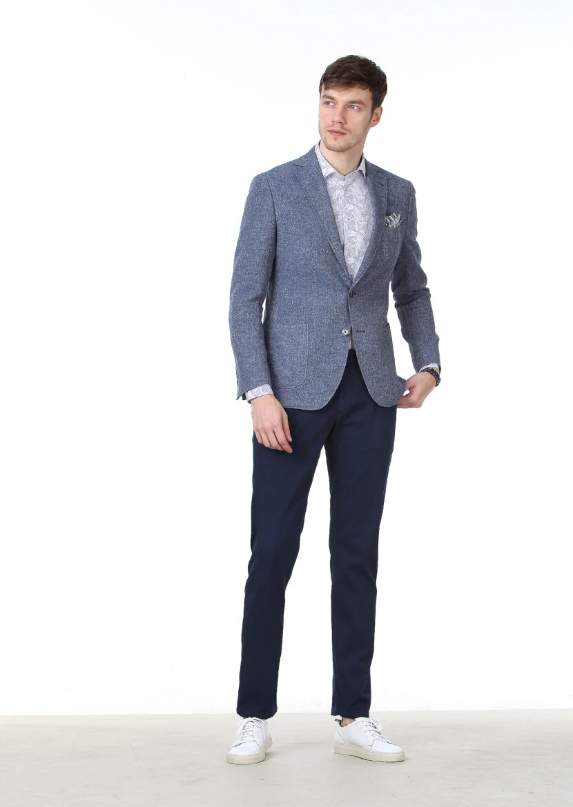Mavi Düz Zeroweight Slim Fit Pamuk Karışımlı Ceket - 2