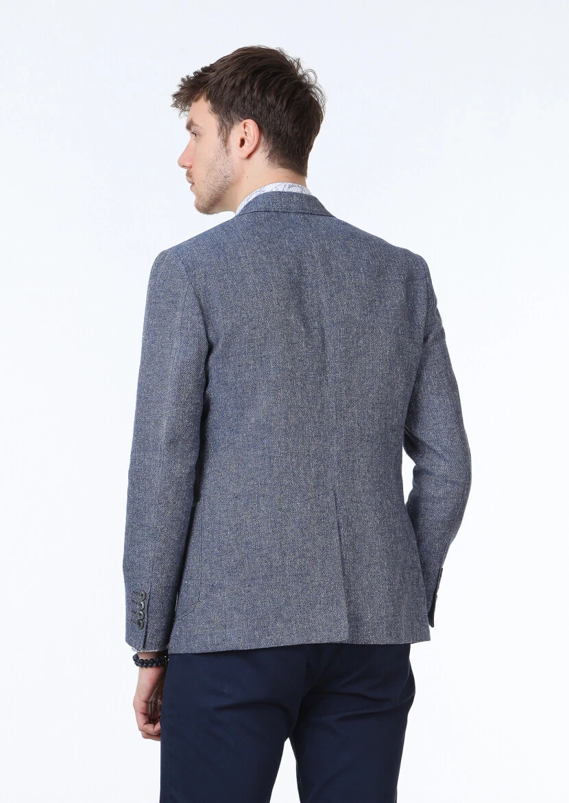 Mavi Düz Zeroweight Slim Fit Pamuk Karışımlı Ceket - 4