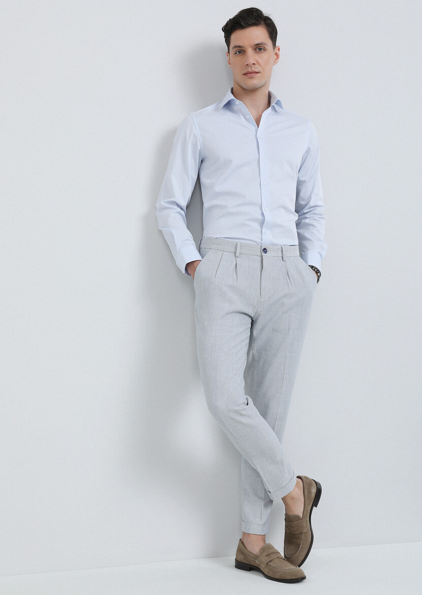 Mavi Mikro Dokuma Carrot Fit Smart Casual %100 Pamuk Pantolon - 2