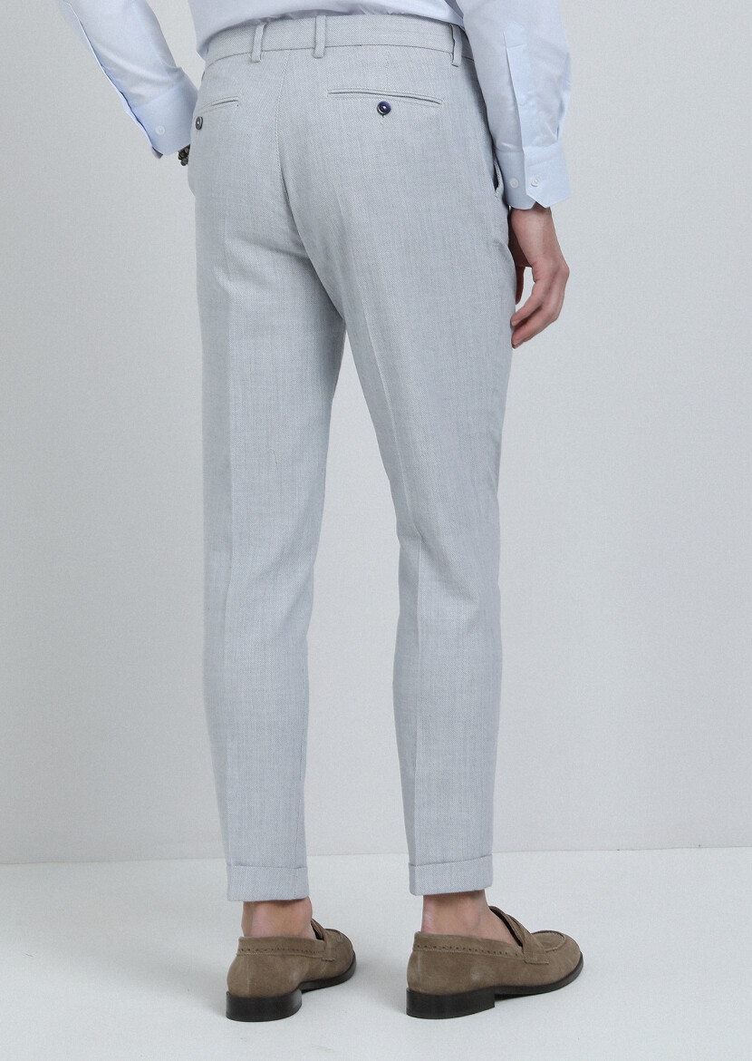 Mavi Mikro Dokuma Carrot Fit Smart Casual %100 Pamuk Pantolon - 5
