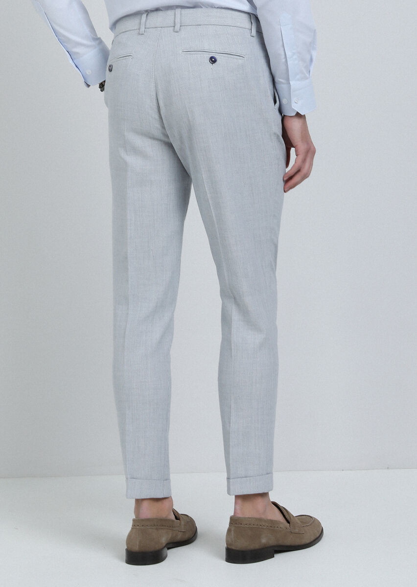 Mavi Mikro Dokuma Carrot Fit Smart Casual %100 Pamuk Pantolon - 5