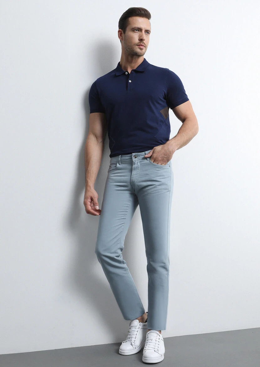 Mavi Mikro Dokuma Slim Fit Casual Pamuk Karışımlı Pantolon - 1