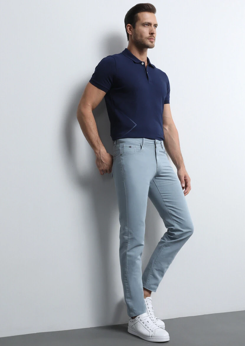 Mavi Mikro Dokuma Slim Fit Casual Pamuk Karışımlı Pantolon - 3