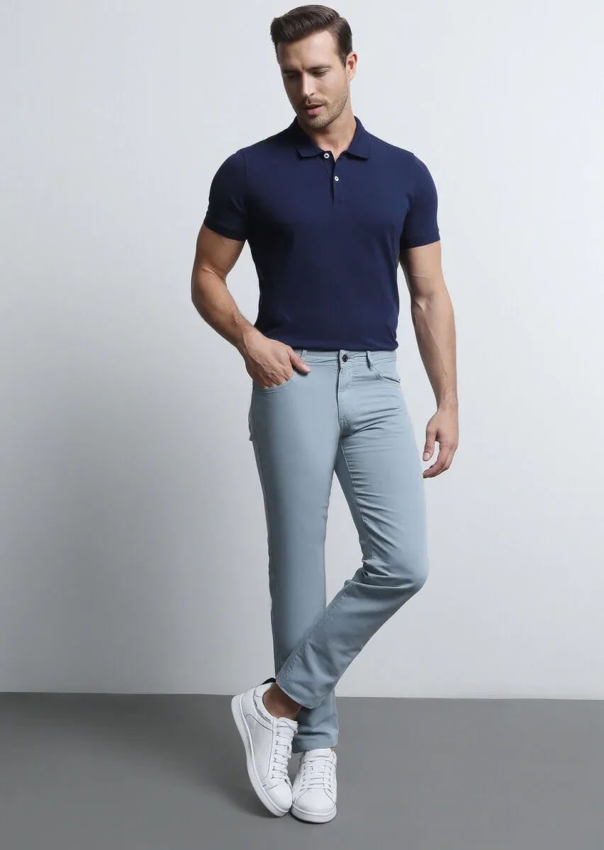 Mavi Mikro Dokuma Slim Fit Casual Pamuk Karışımlı Pantolon - 4