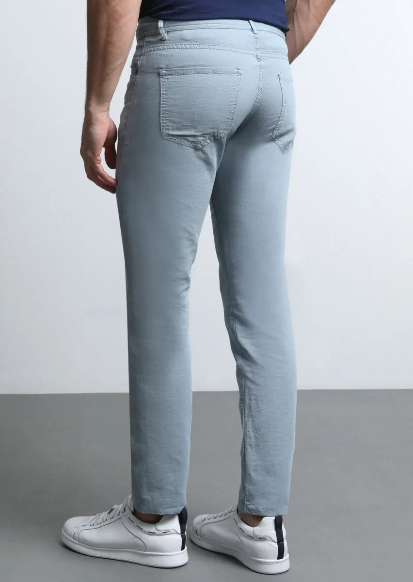 Mavi Mikro Dokuma Slim Fit Casual Pamuk Karışımlı Pantolon - 5