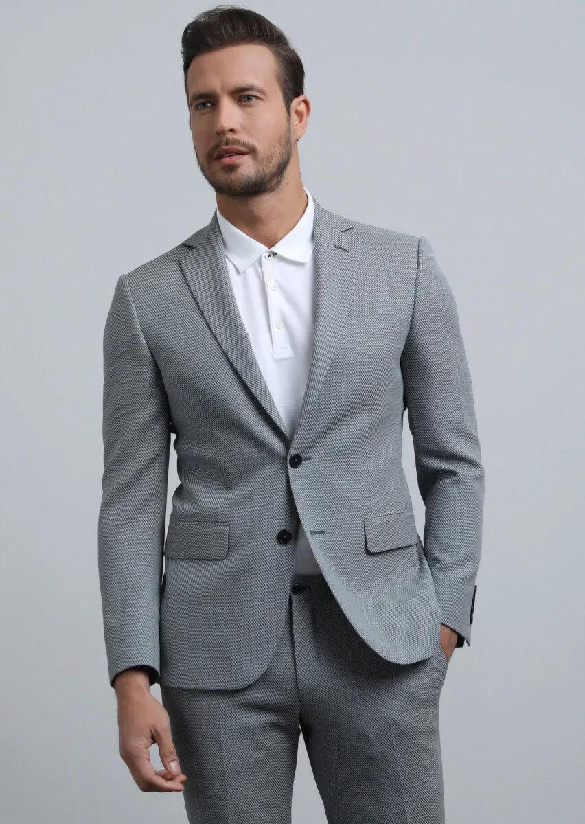 Mavi Mikro Modern Fit Yün Karışımlı Takım Elbise - 2