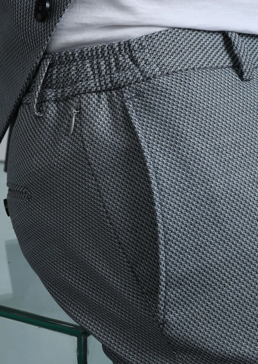 Mavi Mikro Modern Fit Yün Karışımlı Takım Elbise - 4