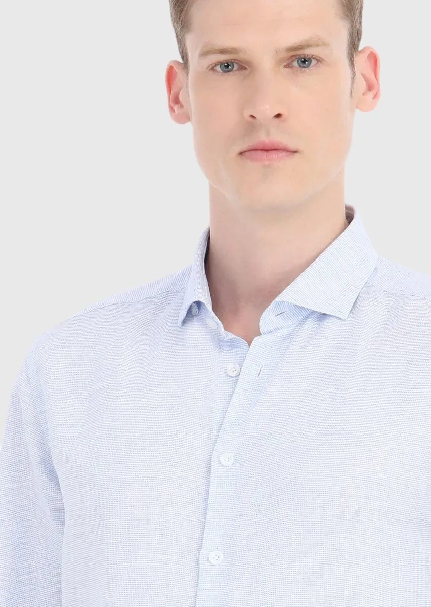 Mavi Mikro Regular Fit Dokuma Casual Pamuk Karışımlı Gömlek - 3
