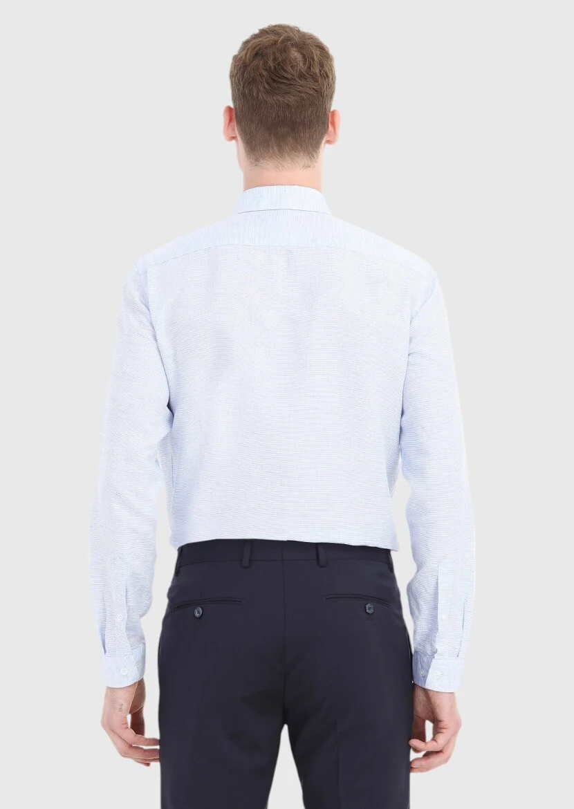 Mavi Mikro Regular Fit Dokuma Casual Pamuk Karışımlı Gömlek - 4