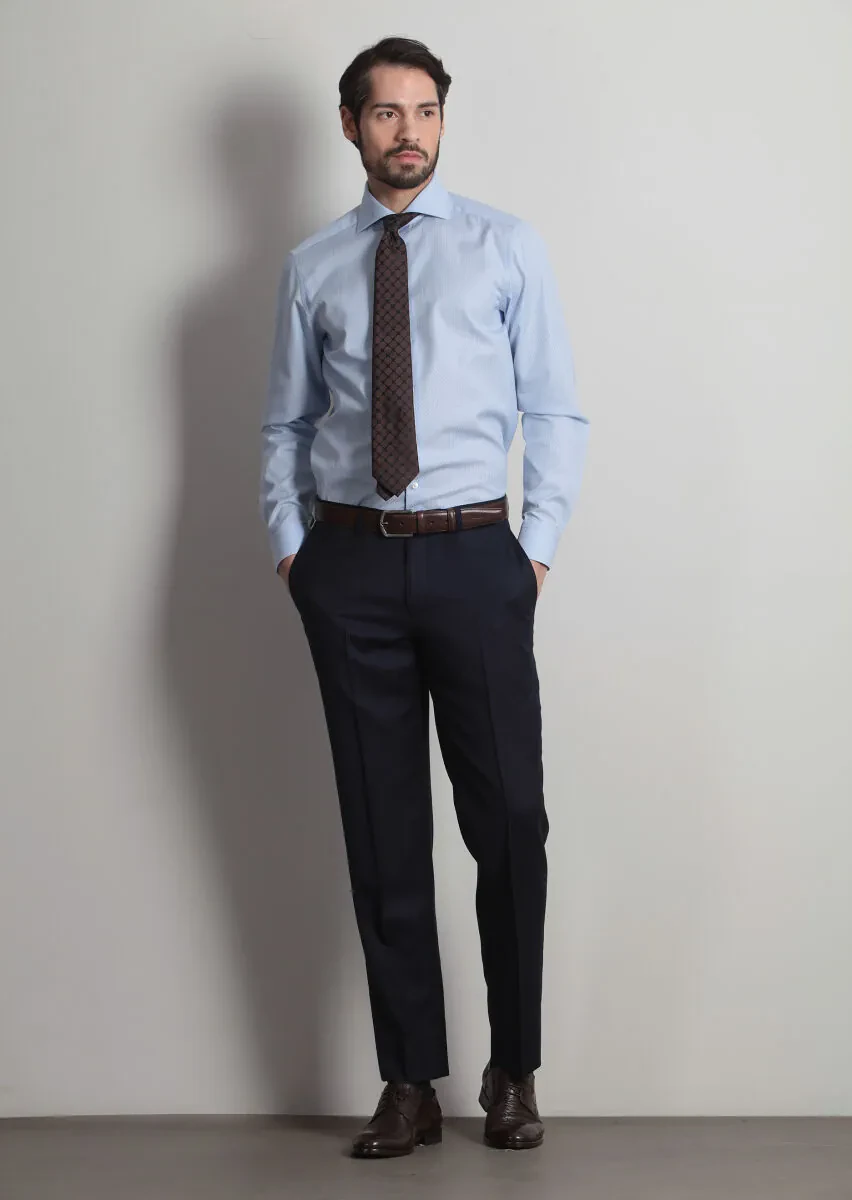 Mavi Mikro Regular Fit Dokuma Klasik %100 Pamuk Gömlek - 1