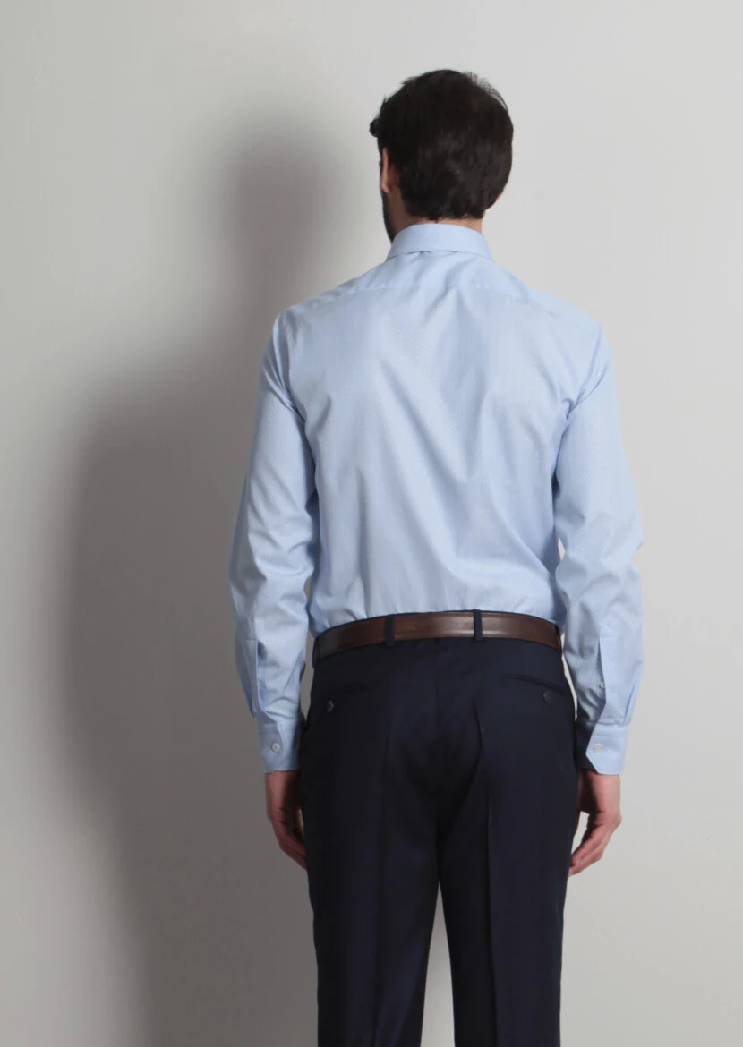 Mavi Mikro Regular Fit Dokuma Klasik %100 Pamuk Gömlek - 5