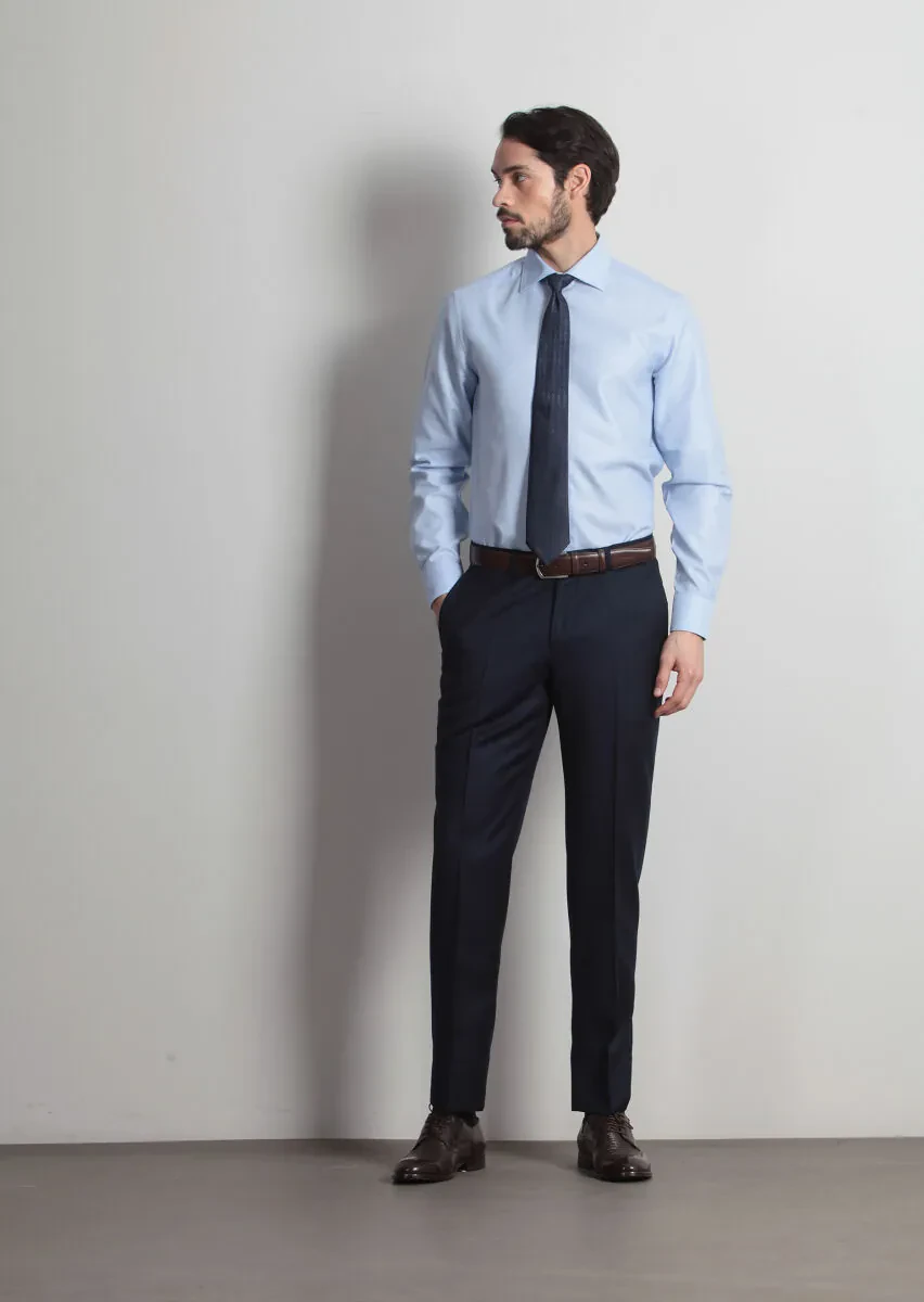 Mavi Mikro Regular Fit Dokuma Klasik %100 Pamuk Gömlek - 1