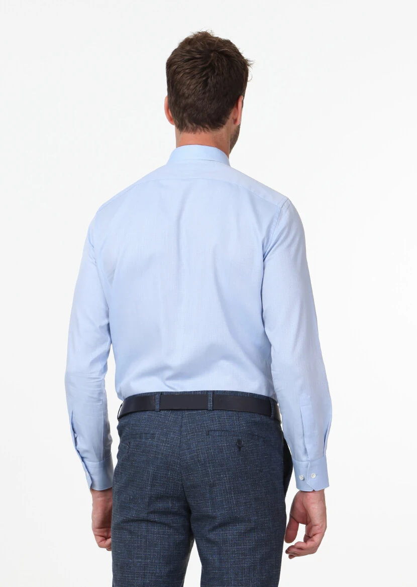 Mavi Mikro Regular Fit Dokuma Klasik %100 Pamuk Gömlek - 4