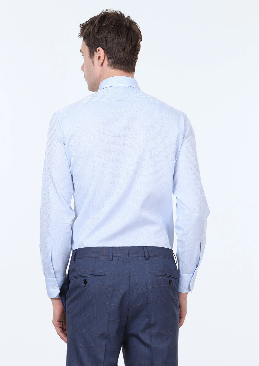 Mavi Mikro Regular Fit Dokuma Klasik %100 Pamuk Gömlek - 5