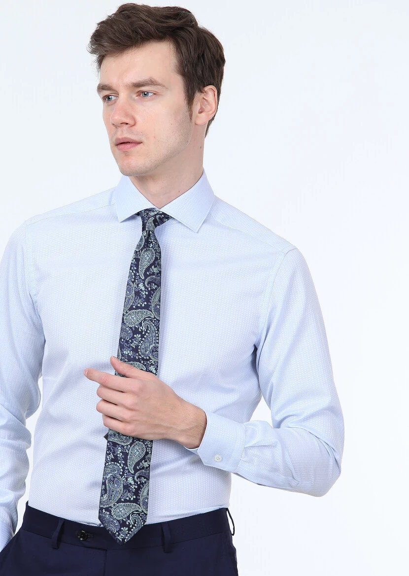 Mavi Mikro Regular Fit Dokuma Klasik %100 Pamuk Gömlek - 1