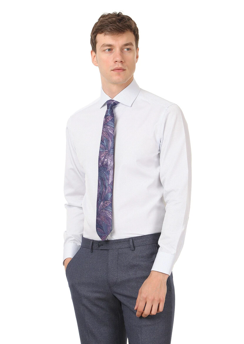 Mavi Mikro Regular Fit Dokuma Klasik %100 Pamuk Gömlek - 1