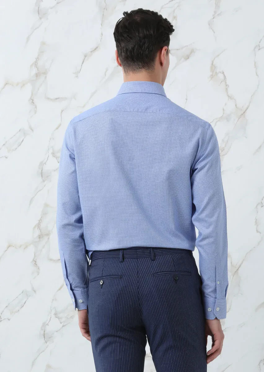 Mavi Mikro Regular Fit Dokuma Klasik %100 Pamuk Gömlek - 5