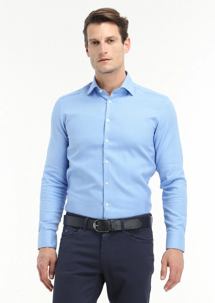 Mavi Mikro Regular Fit Dokuma Klasik %100 Pamuk Gömlek - 2