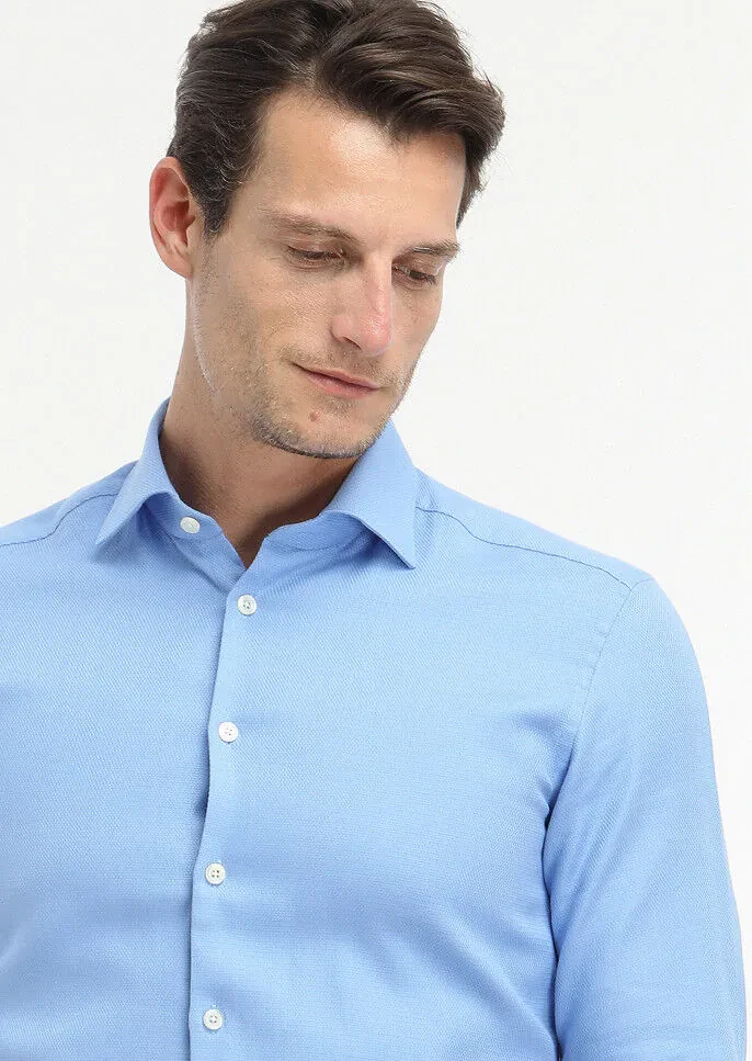 Mavi Mikro Regular Fit Dokuma Klasik %100 Pamuk Gömlek - 3