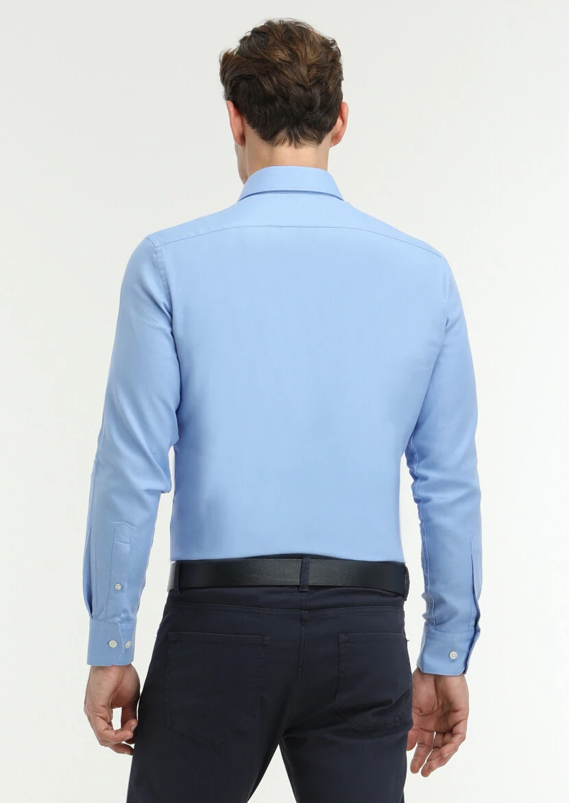 Mavi Mikro Regular Fit Dokuma Klasik %100 Pamuk Gömlek - 4