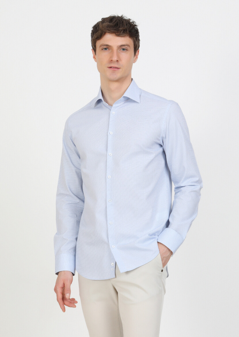 Mavi Mikro Regular Fit Dokuma Klasik %100 Pamuk Gömlek - 1