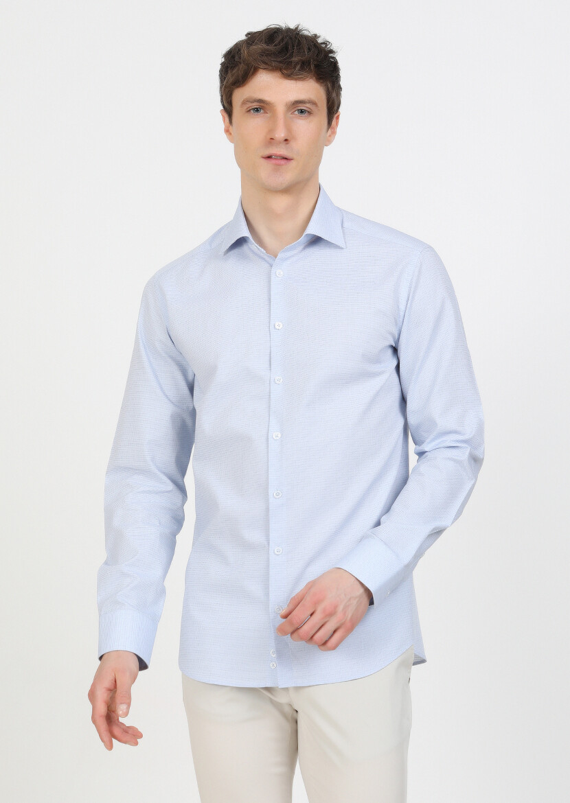 Mavi Mikro Regular Fit Dokuma Klasik %100 Pamuk Gömlek - 3