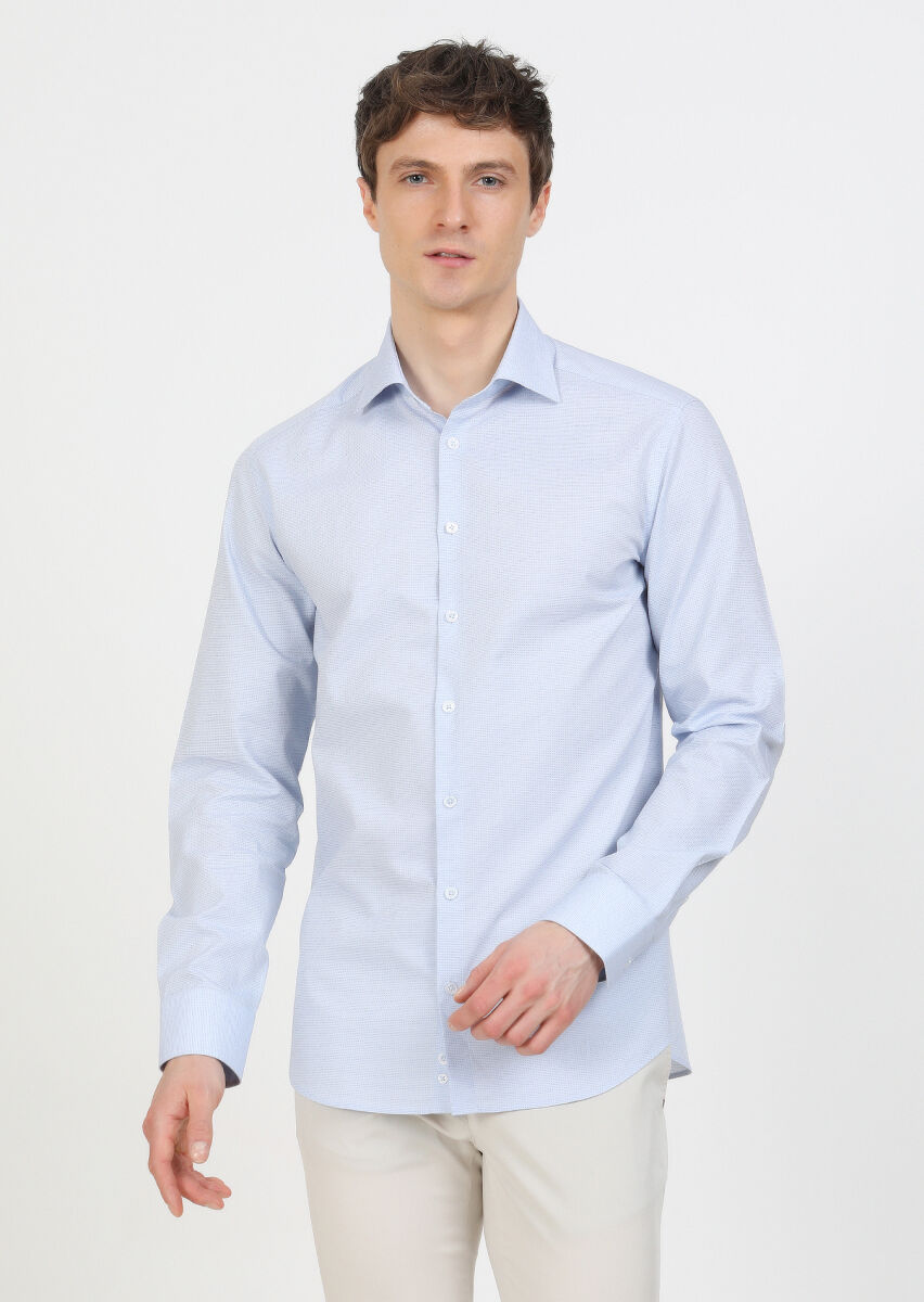 Mavi Mikro Regular Fit Dokuma Klasik %100 Pamuk Gömlek - 3
