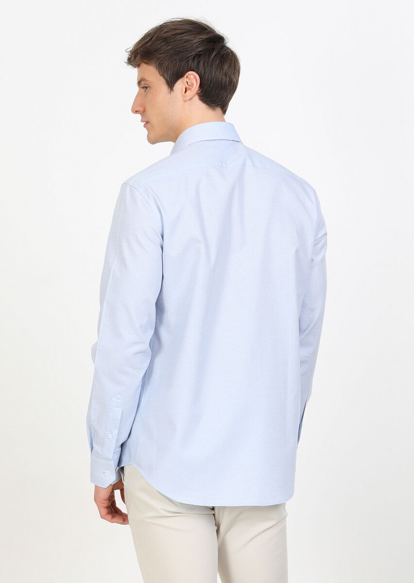Mavi Mikro Regular Fit Dokuma Klasik %100 Pamuk Gömlek - 4