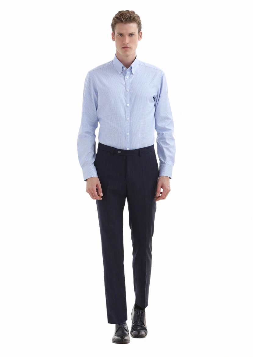 Mavi Mikro Regular Fit Dokuma Klasik %100 Pamuk Gömlek - 1