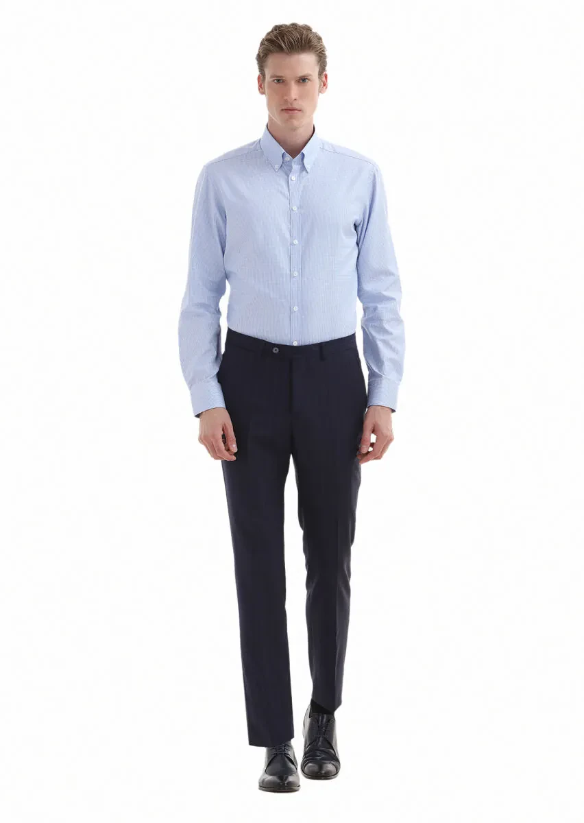 Mavi Mikro Regular Fit Dokuma Klasik %100 Pamuk Gömlek - 1