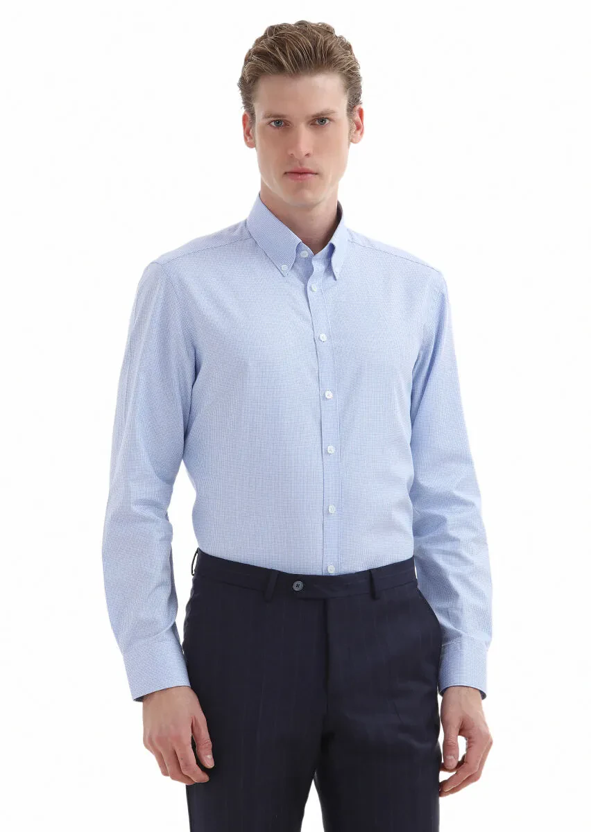 Mavi Mikro Regular Fit Dokuma Klasik %100 Pamuk Gömlek - 2