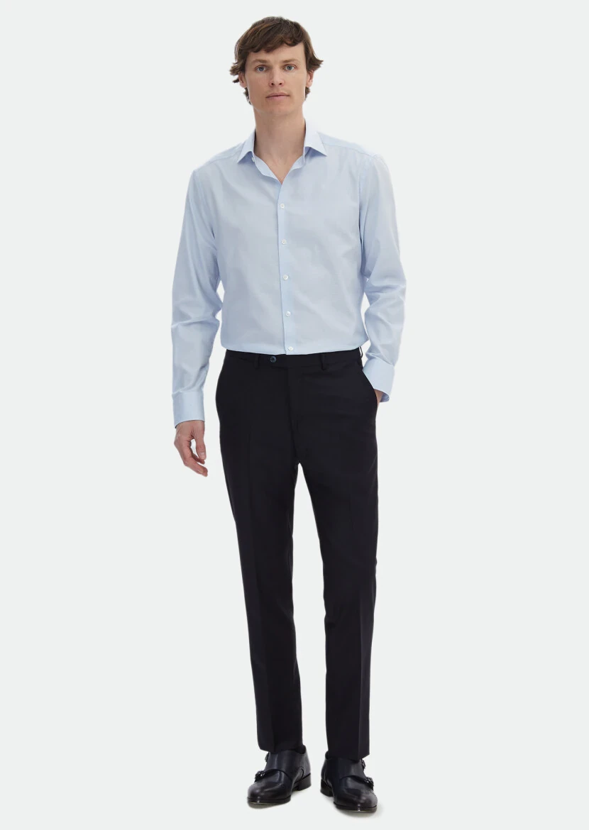 Mavi Mikro Regular Fit Dokuma Klasik %100 Pamuk Gömlek - RAMSEY