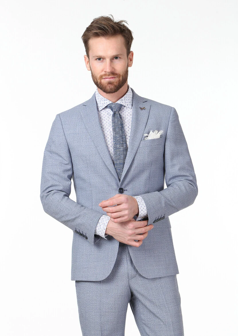 Mavi Mikro Zeroweight Slim Fit %100 Yün Takım Elbise - 1