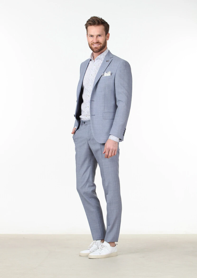 Mavi Mikro Zeroweight Slim Fit %100 Yün Takım Elbise - 3