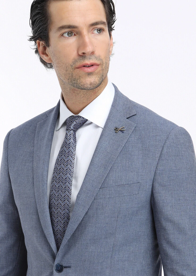 Mavi Mikro Zeroweight Slim Fit Yün Karışımlı Takım Elbise - 3