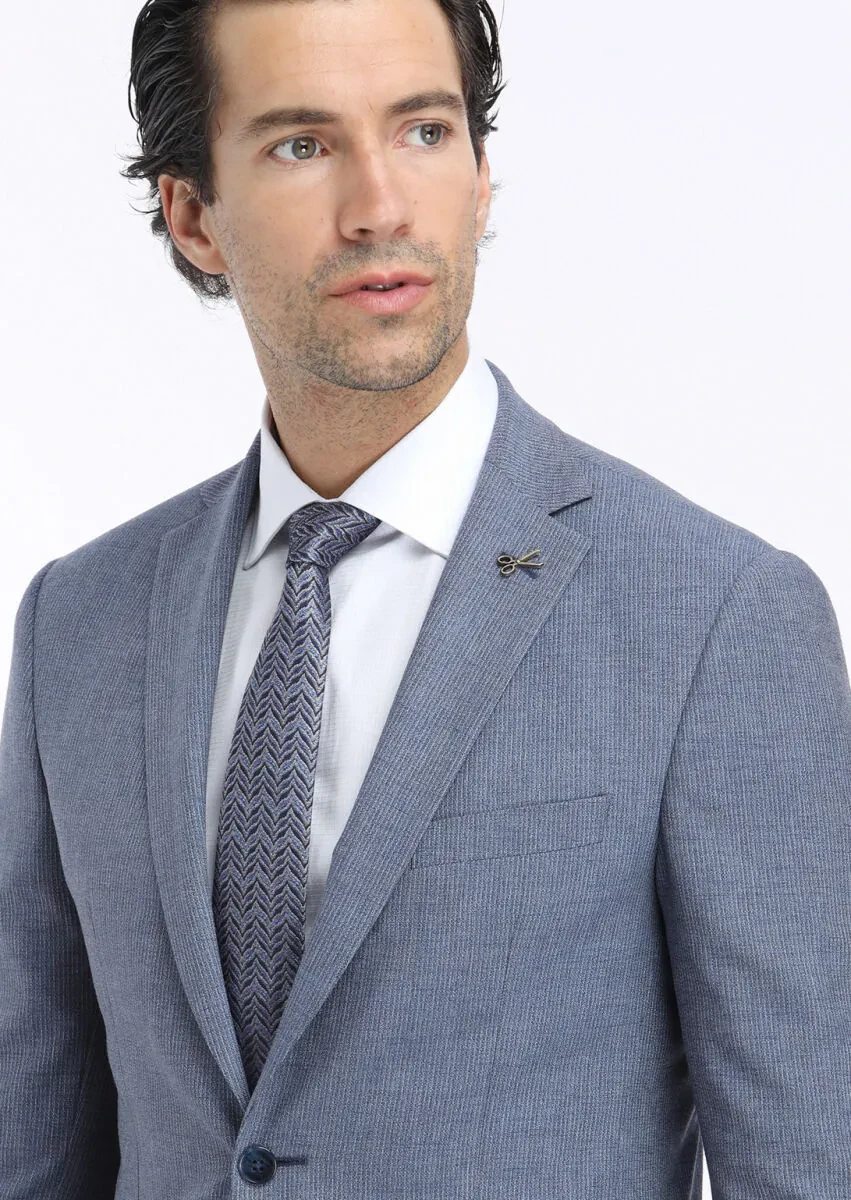 Mavi Mikro Zeroweight Slim Fit Yün Karışımlı Takım Elbise - 3