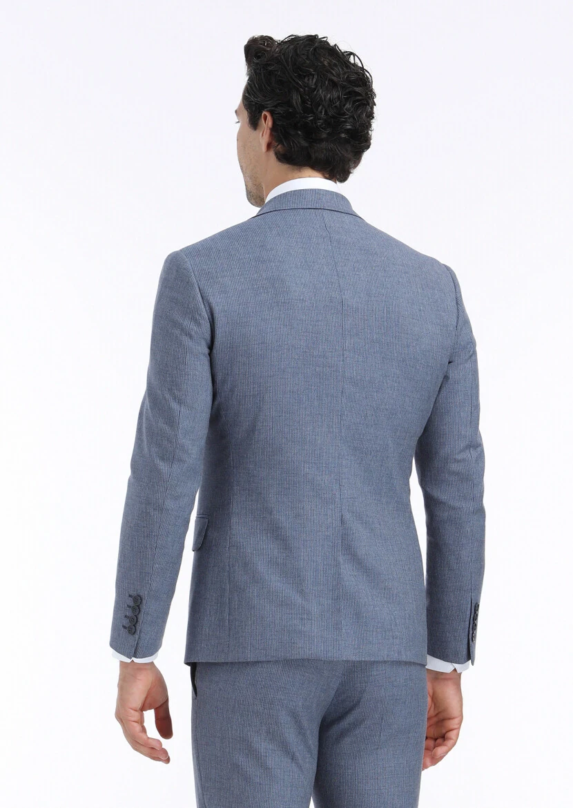 Mavi Mikro Zeroweight Slim Fit Yün Karışımlı Takım Elbise - 6